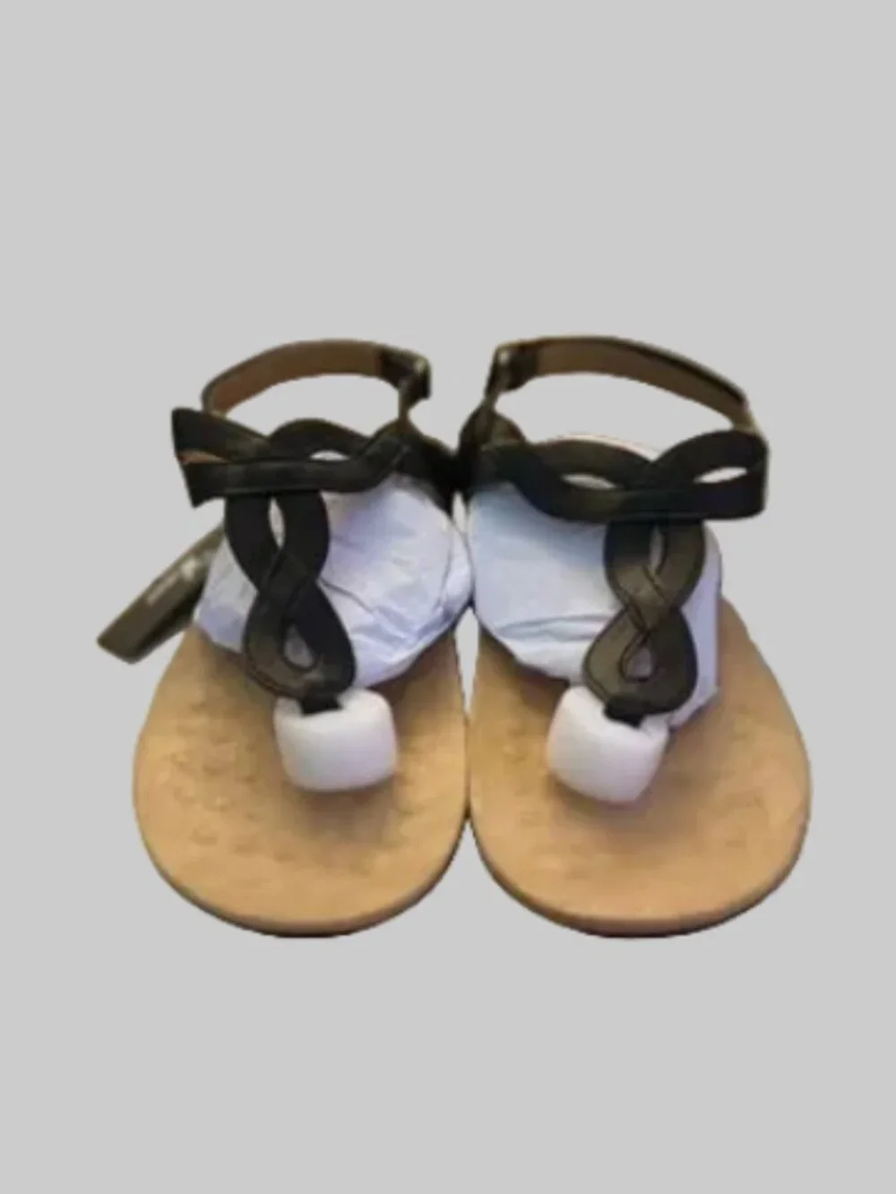 Athlefit Women's Orthopedic Arch Support Flat Sandals - Black T-Strap Size 10